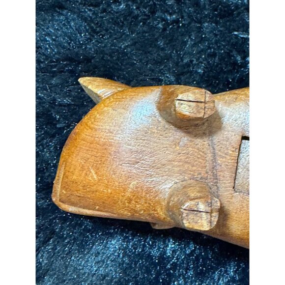 Primitive Hand-Carved Wooden Pig Figurine Made In Thailand - Picture 7 of 8